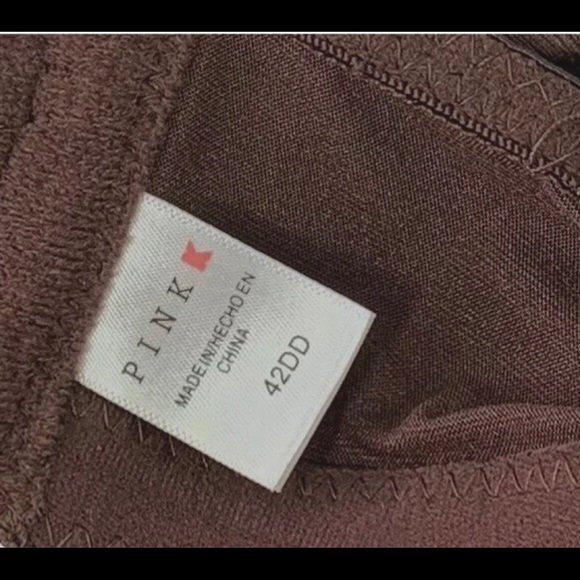 Pink K Dark Brown Soft Cup Underwire 42DD Lace Bra - Picture 3 of 4